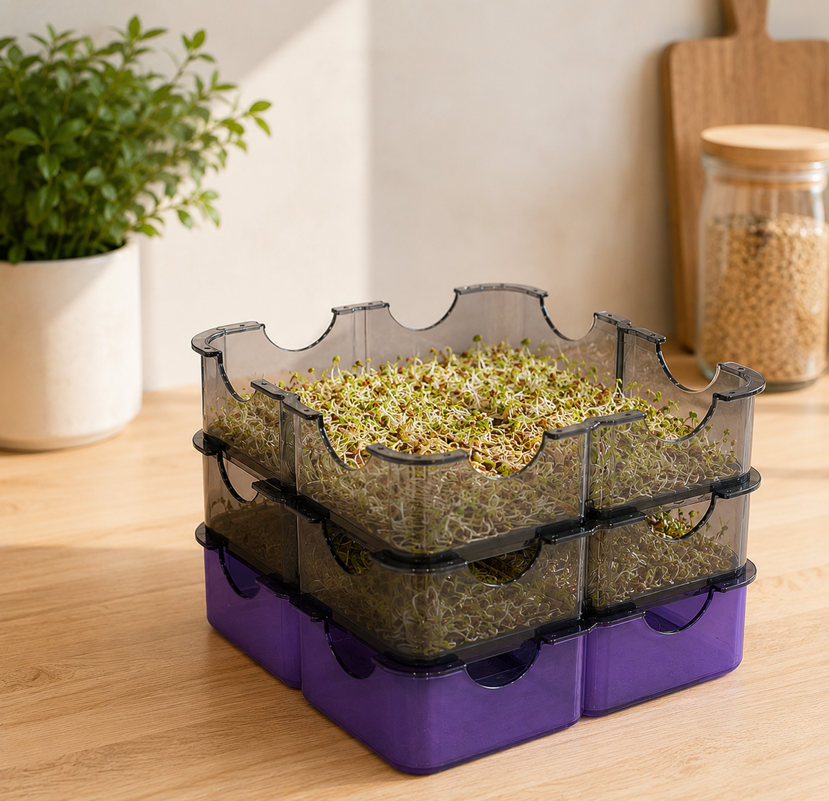 Germogliatore Smart Color GermoglioSì con base viola in cucina